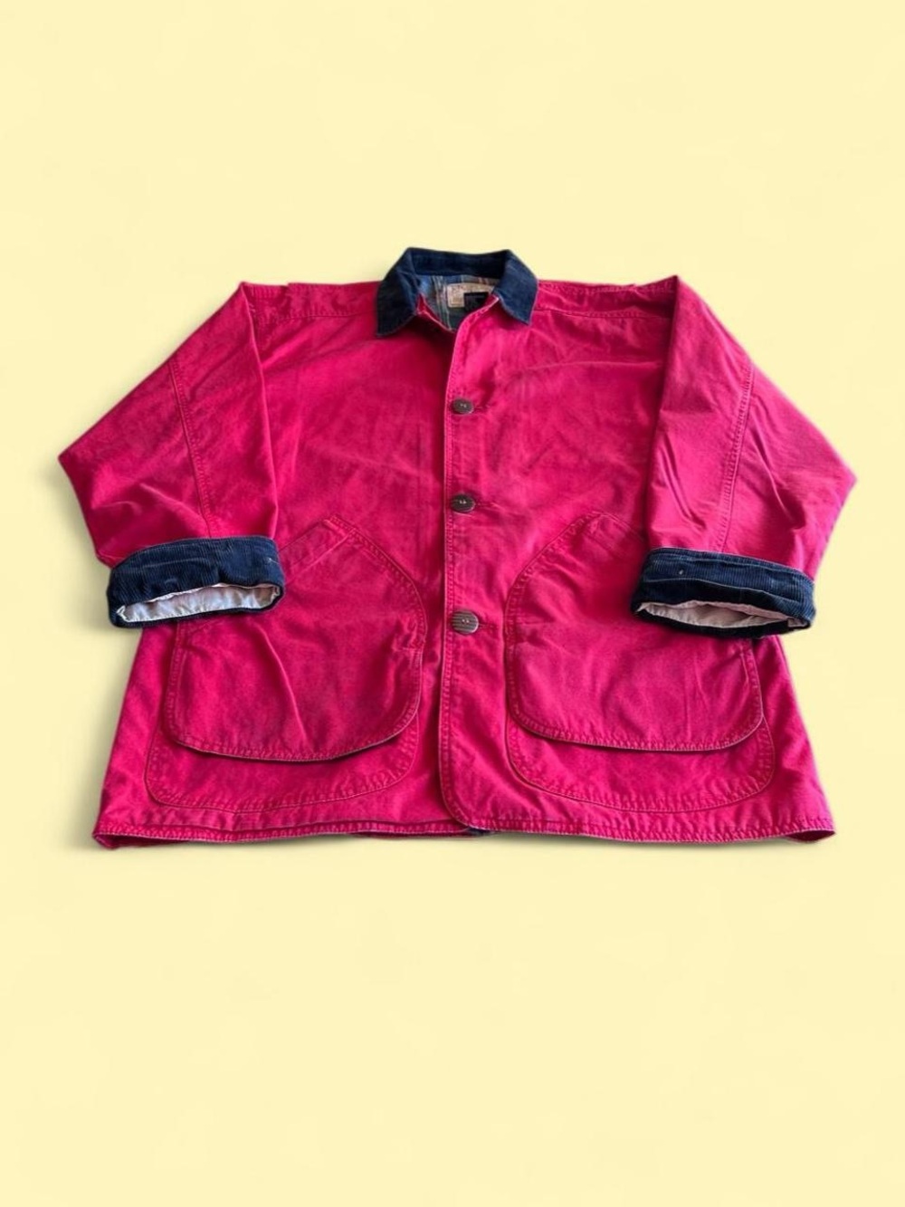 Vintage Faded Red Barn Jacket Men’s M Flannel Lined Corduroy Workwear Chore Coat